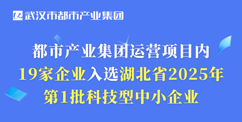 都市產(chǎn)業(yè)集團運營項目內(nèi)19家企業(yè)入選湖北省2025年第1批科技型中小企業(yè)